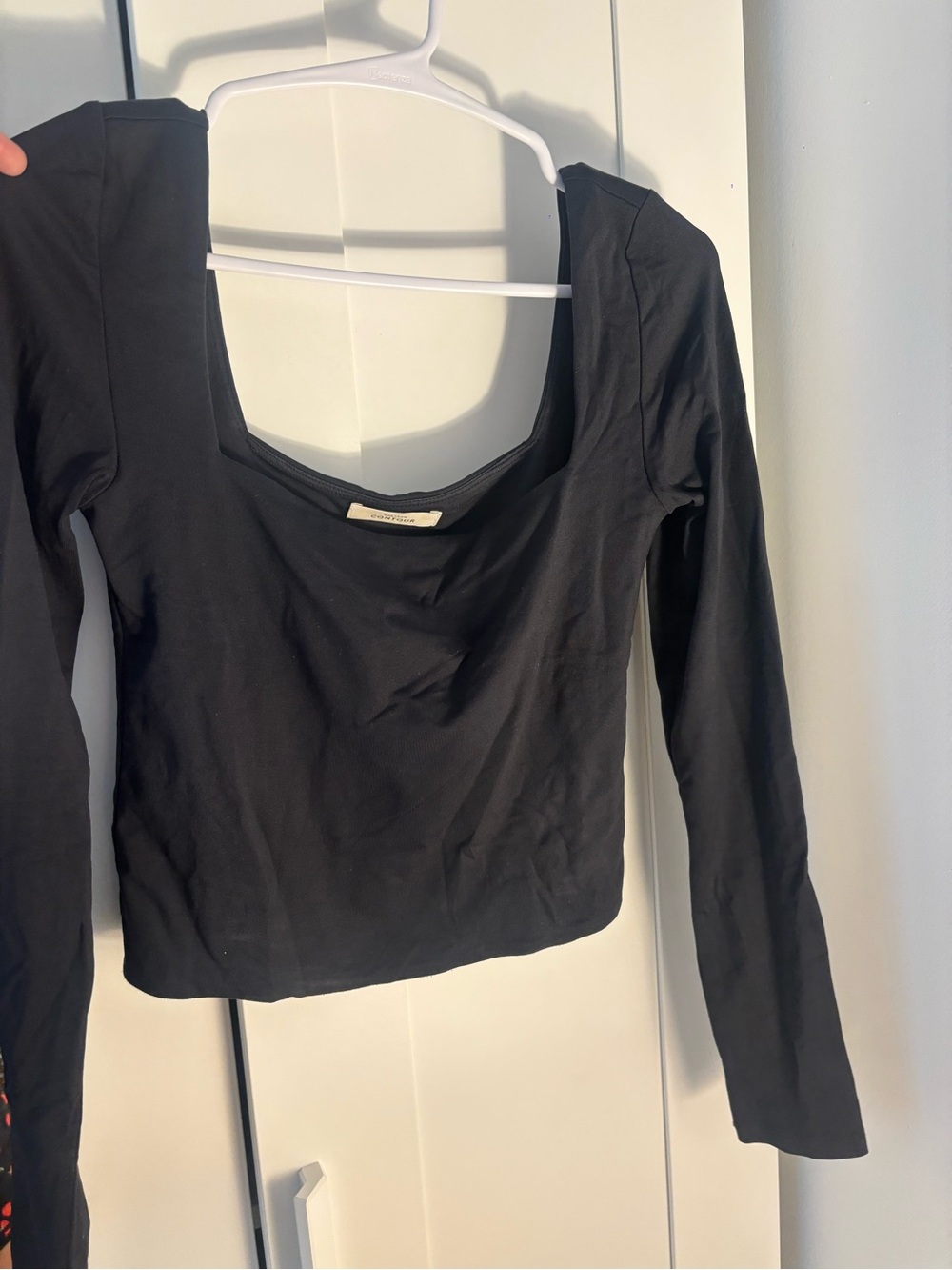 Aritzia Black Long-Sleeve Square Neck Top